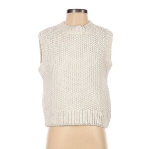 Cream Knit Sleeveless Sweater Vest